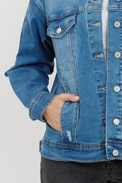 Women's Drop Shoulder Boyfriend Denim Jacket
