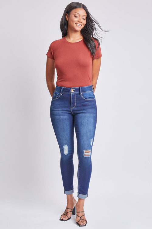 Women's 2 Button Tummy Control Rolled Cuff Jean