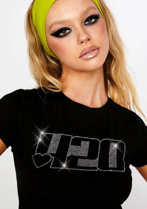 420 #2 Rhinestone Crop Tee
