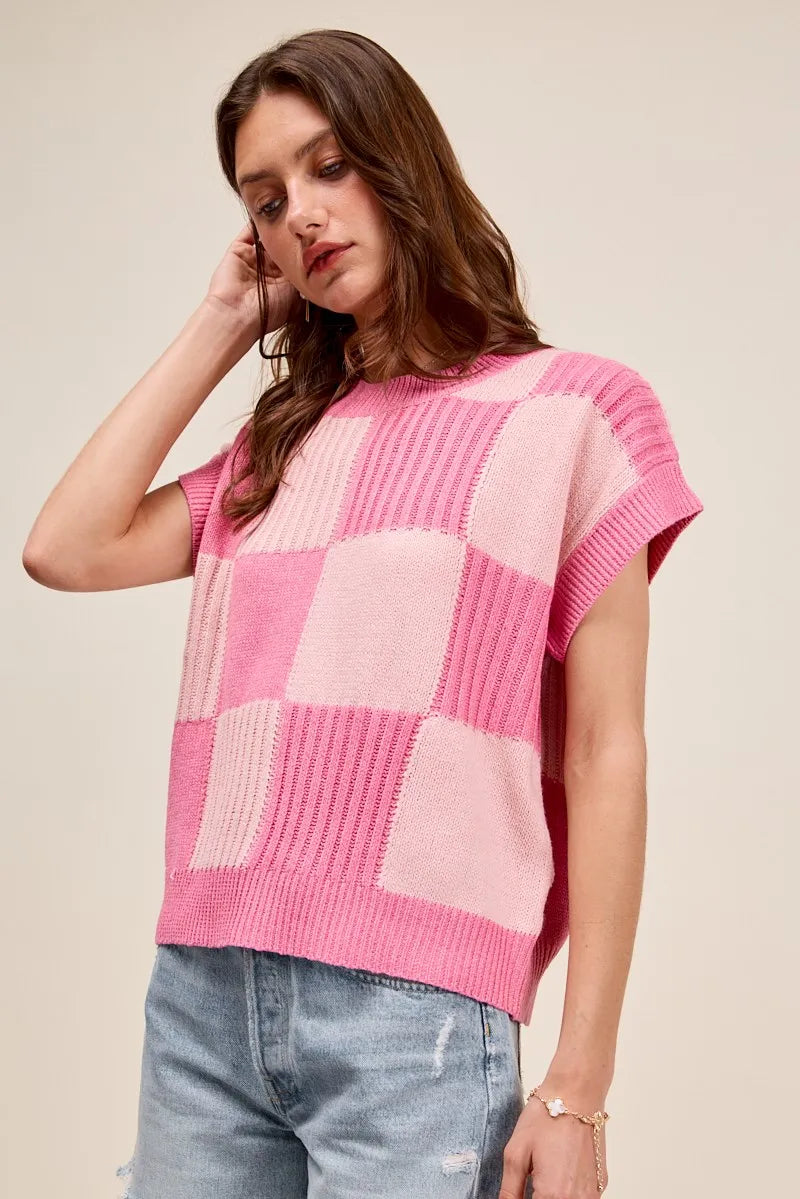 SO ME Check Plaid Casual Sweater Top