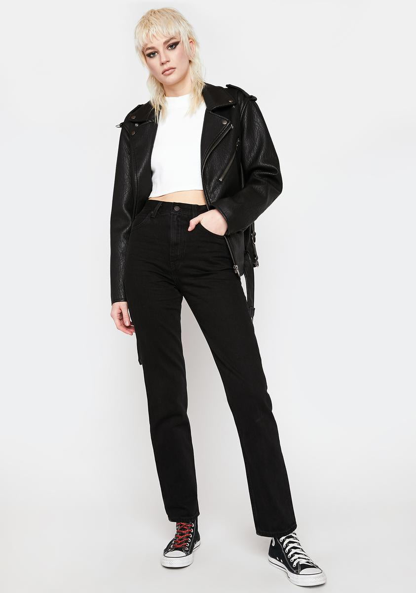 70s High Slim Straight Trainwreck Denim Jeans
