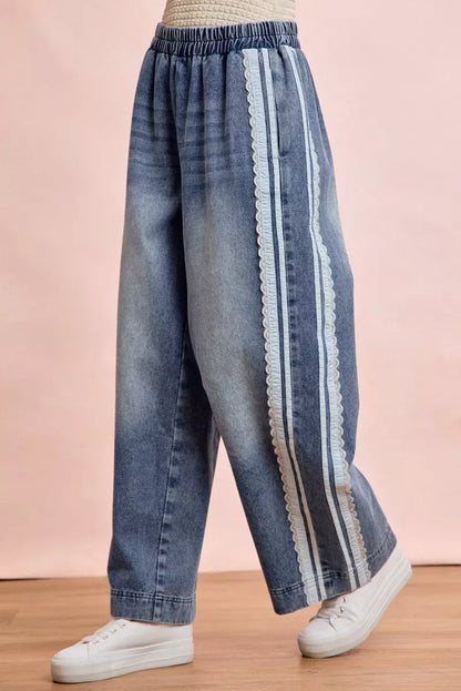 BiBi Washed Lace Contrast Sided Jeans