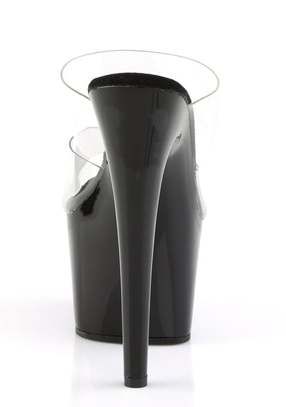 Adore-702 Platform Two-Band Straps Slides-Clear-Black