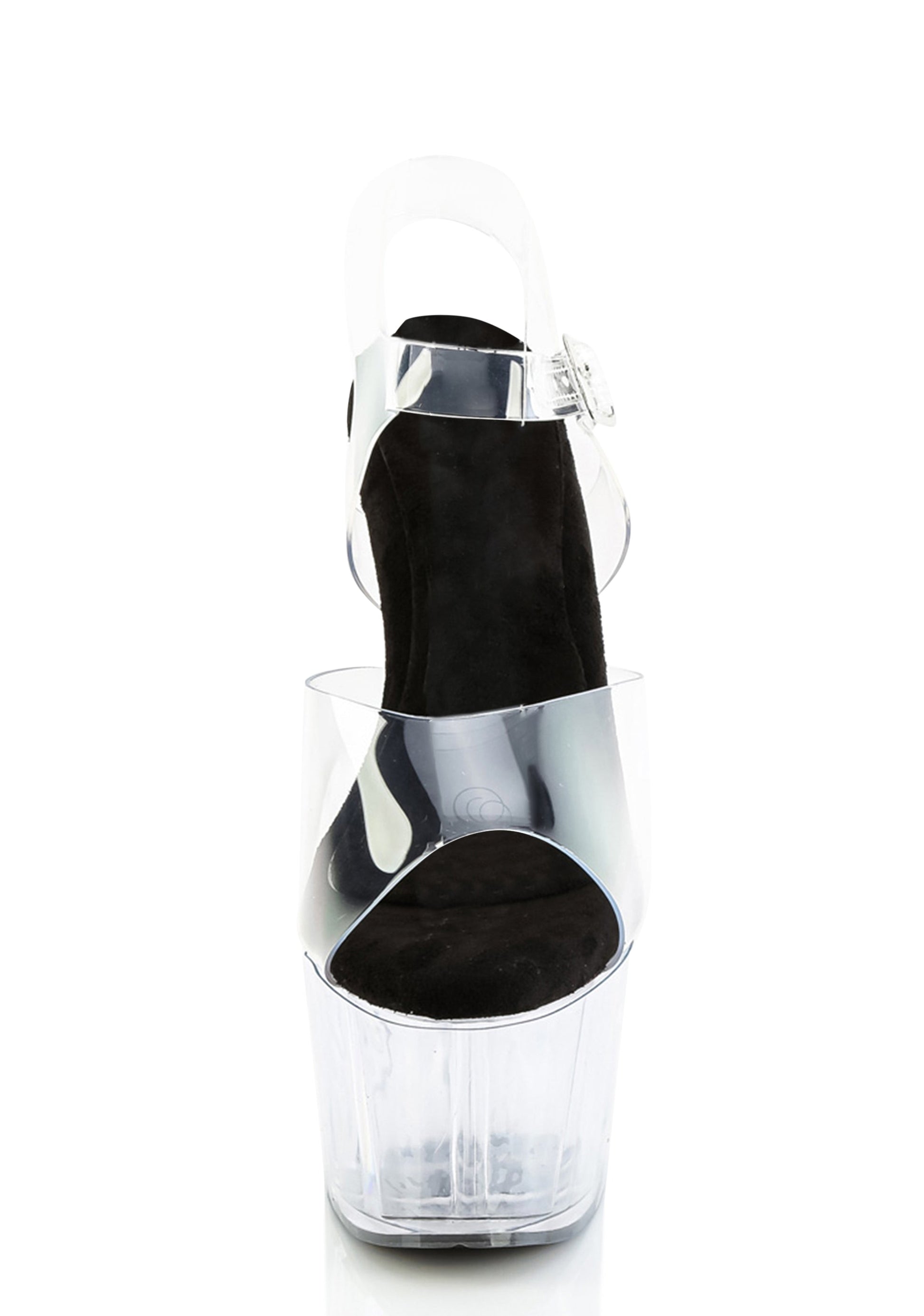 Adore-708PREM Platform Ankle Strap Sandals-Clear
