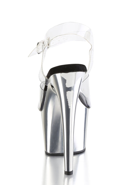 Adore-708 Platform Ankle Strap Sandals-Silver Chrome