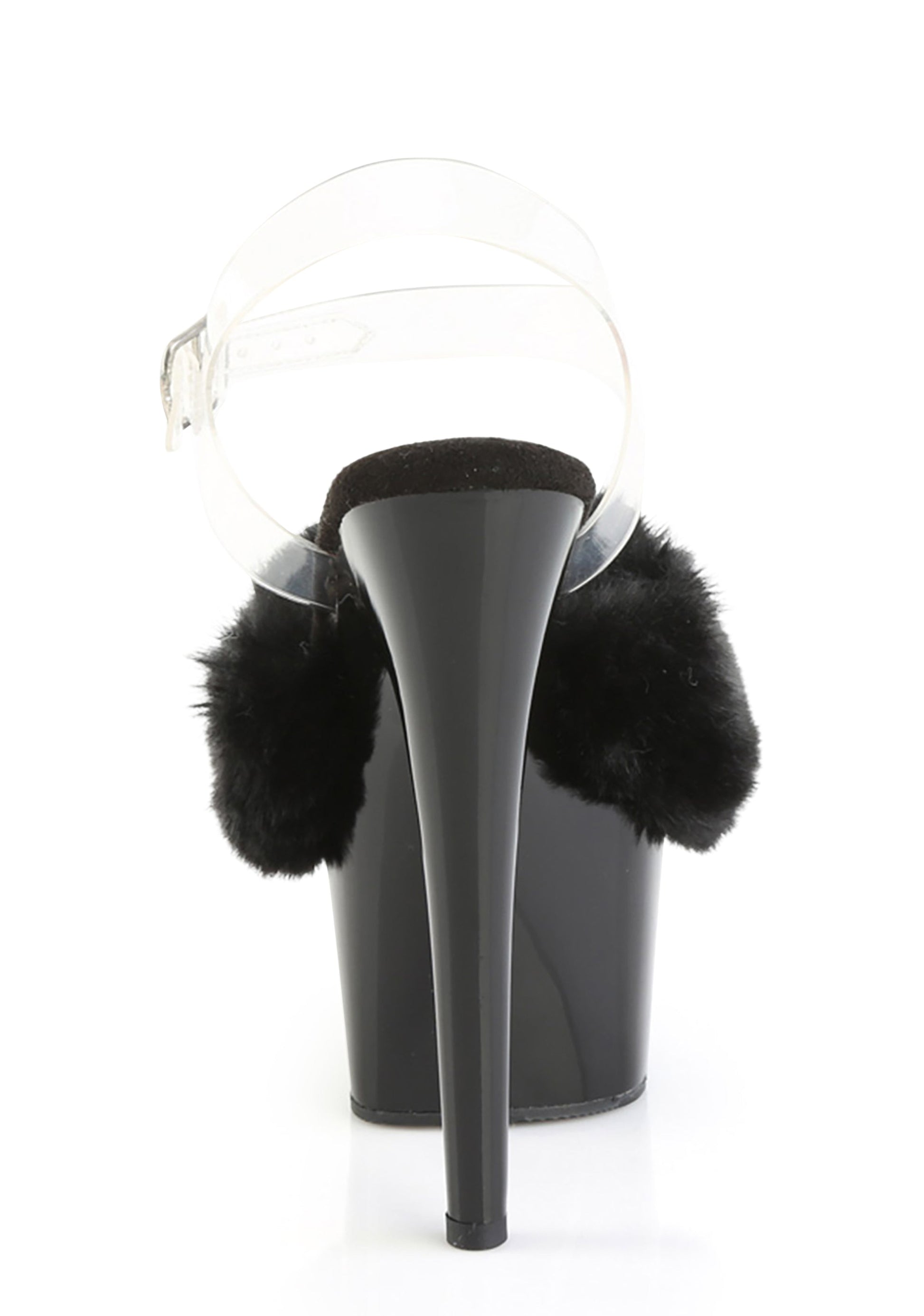Adore-708FUR Platform Ankle Strap Sandals-Black