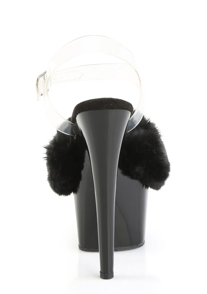 Adore-708FUR Platform Ankle Strap Sandals-Black
