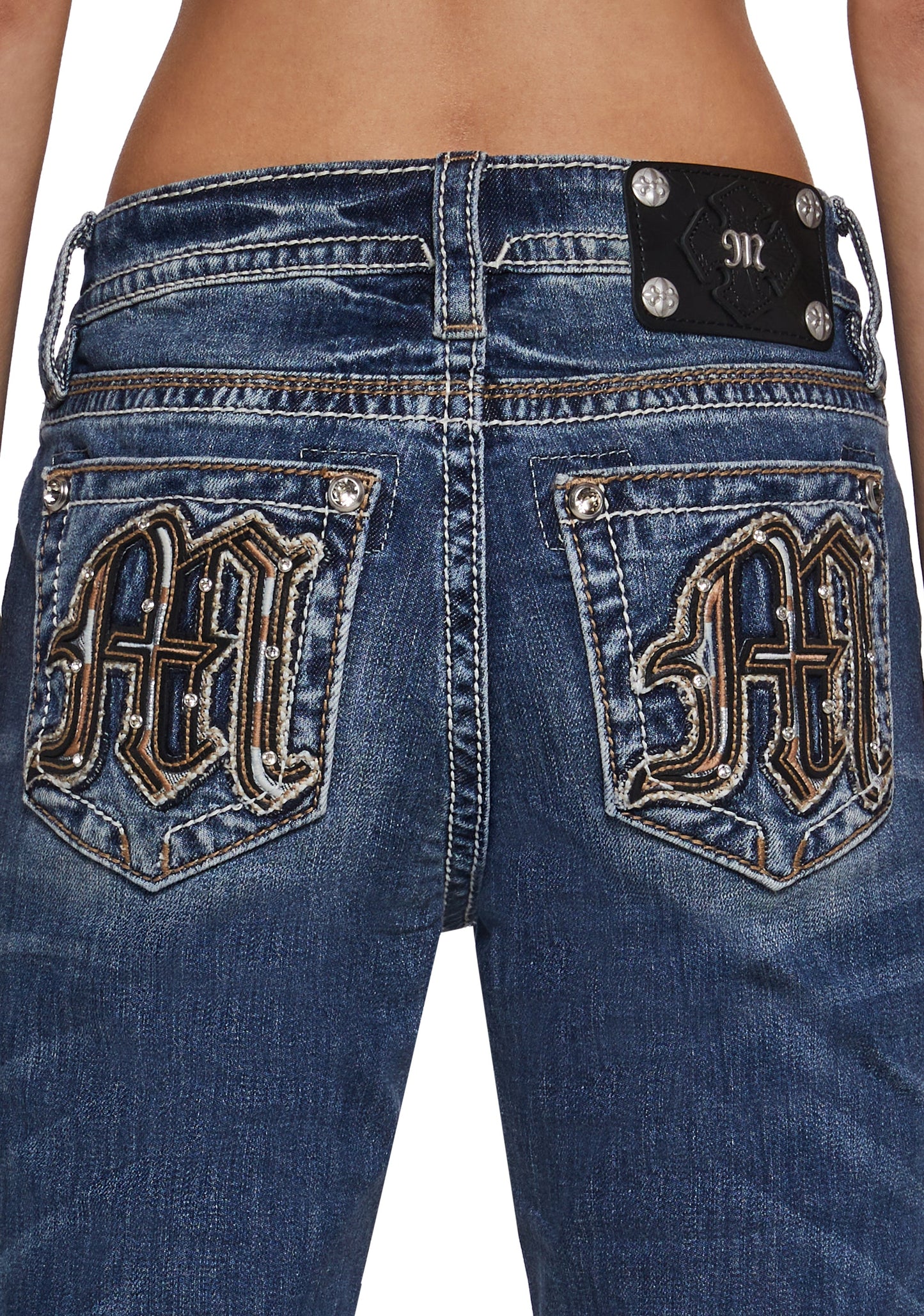 34" Mid Rise Washed Boot Cut Jeans
