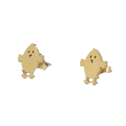 Funky Chick Stud Earrings - Gold Plated
