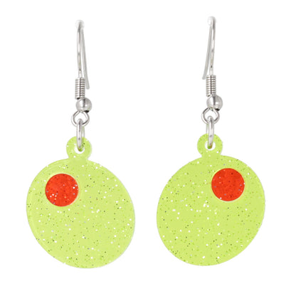 Glitter Olive Earrings