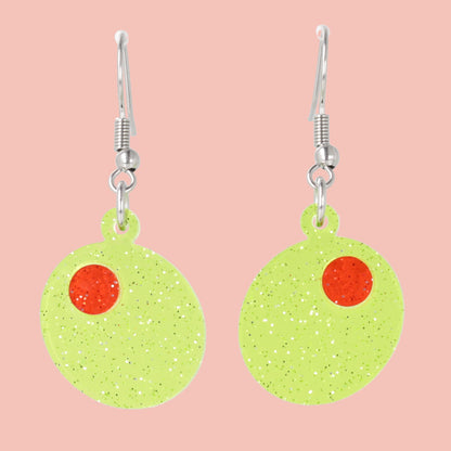 Glitter Olive Earrings