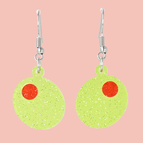 Glitter Olive Earrings