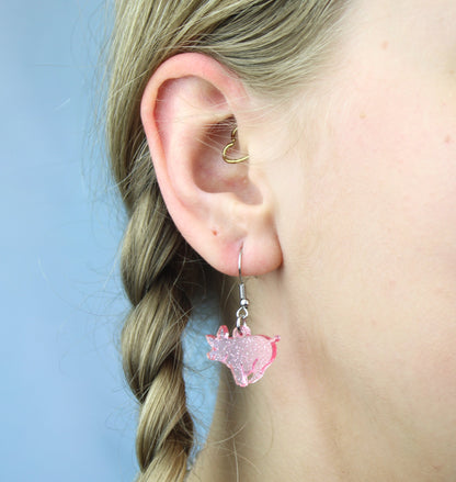 Glitter Piggy In The Middle Earrings