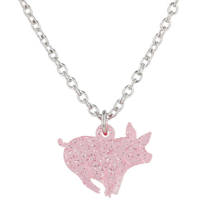Glitter Piggy In The Middle Necklace