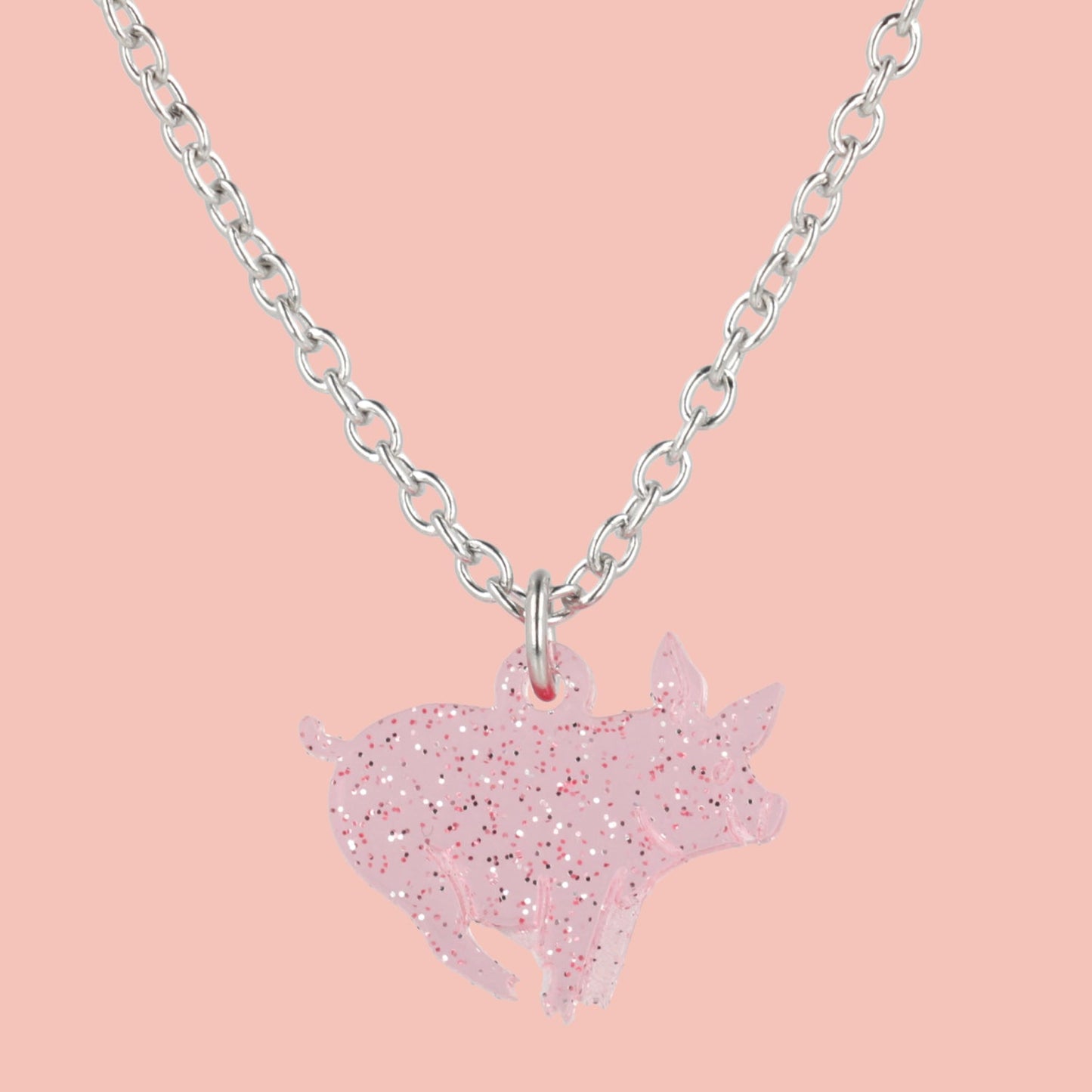 Glitter Piggy In The Middle Necklace