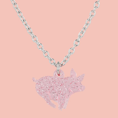 Glitter Piggy In The Middle Necklace