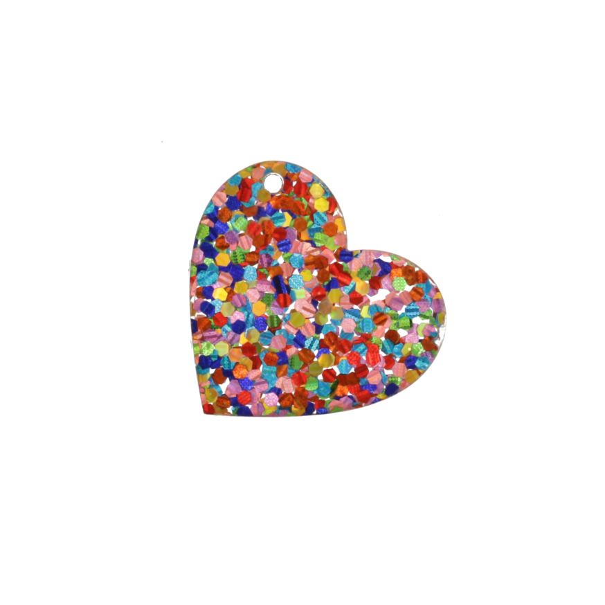 Glitter Rainbow Heart Charm