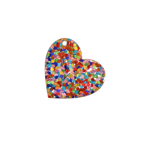 Glitter Rainbow Heart Charm