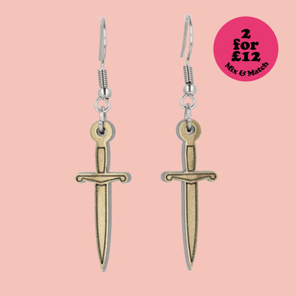 Gold Dagger Earrings