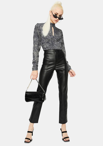 Abstract Croc Black Belovy Top