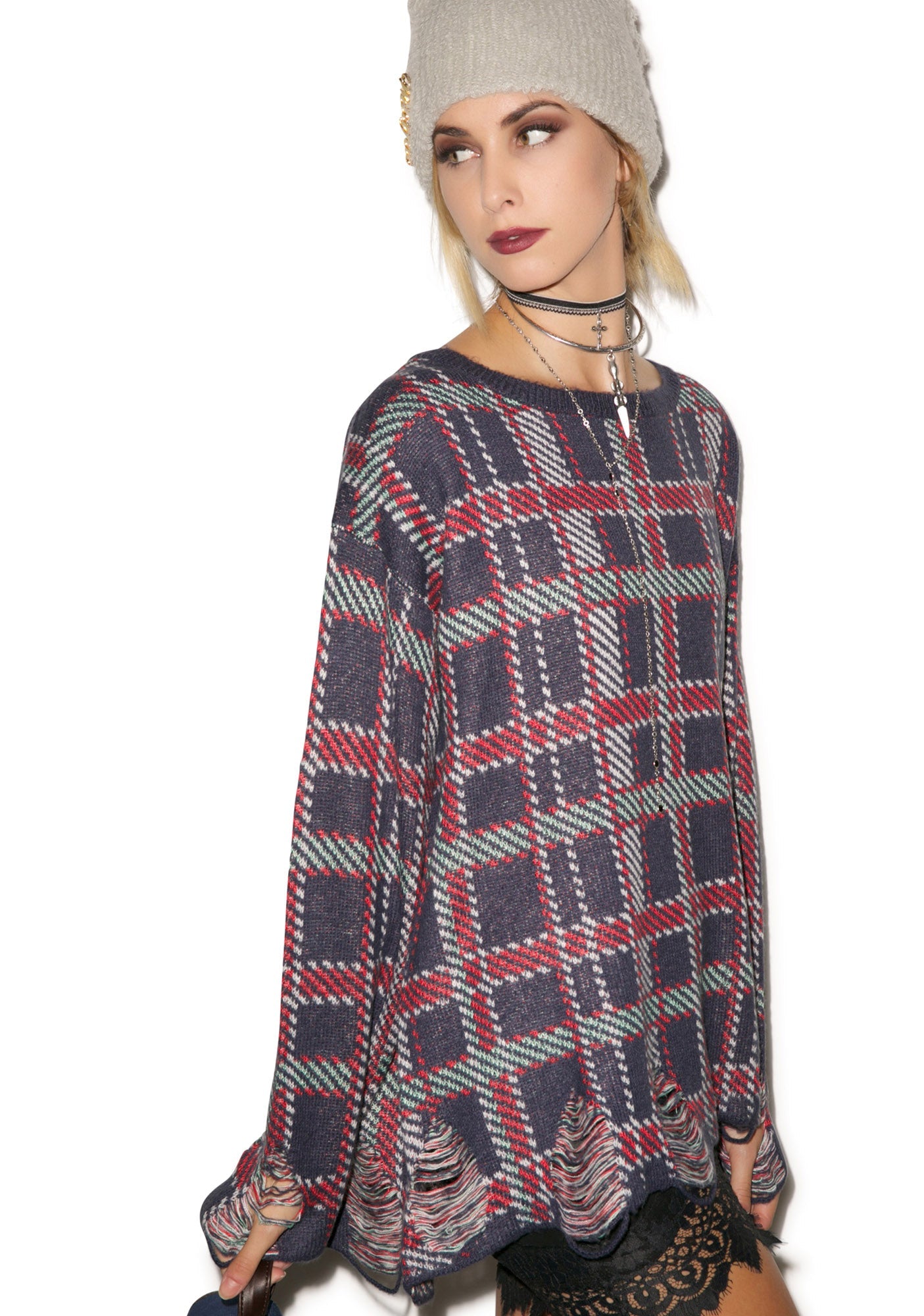 All Over Plaid Tight Knit