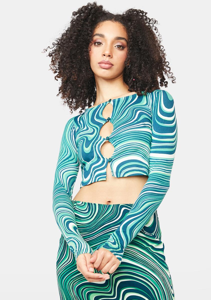 70s Green Ripple Sarah Top