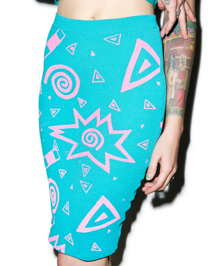 80s Print Tube Skirt