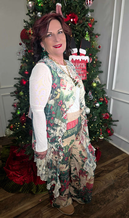 Santa Ruffle Lace Sleeveless Cardigan