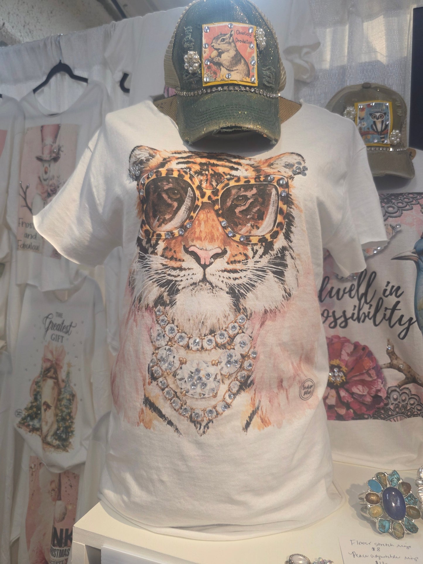 Bejeweled Tiger Rhinestone Graphic Tee