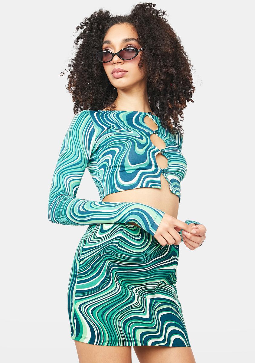 70s Green Ripple Sarah Top