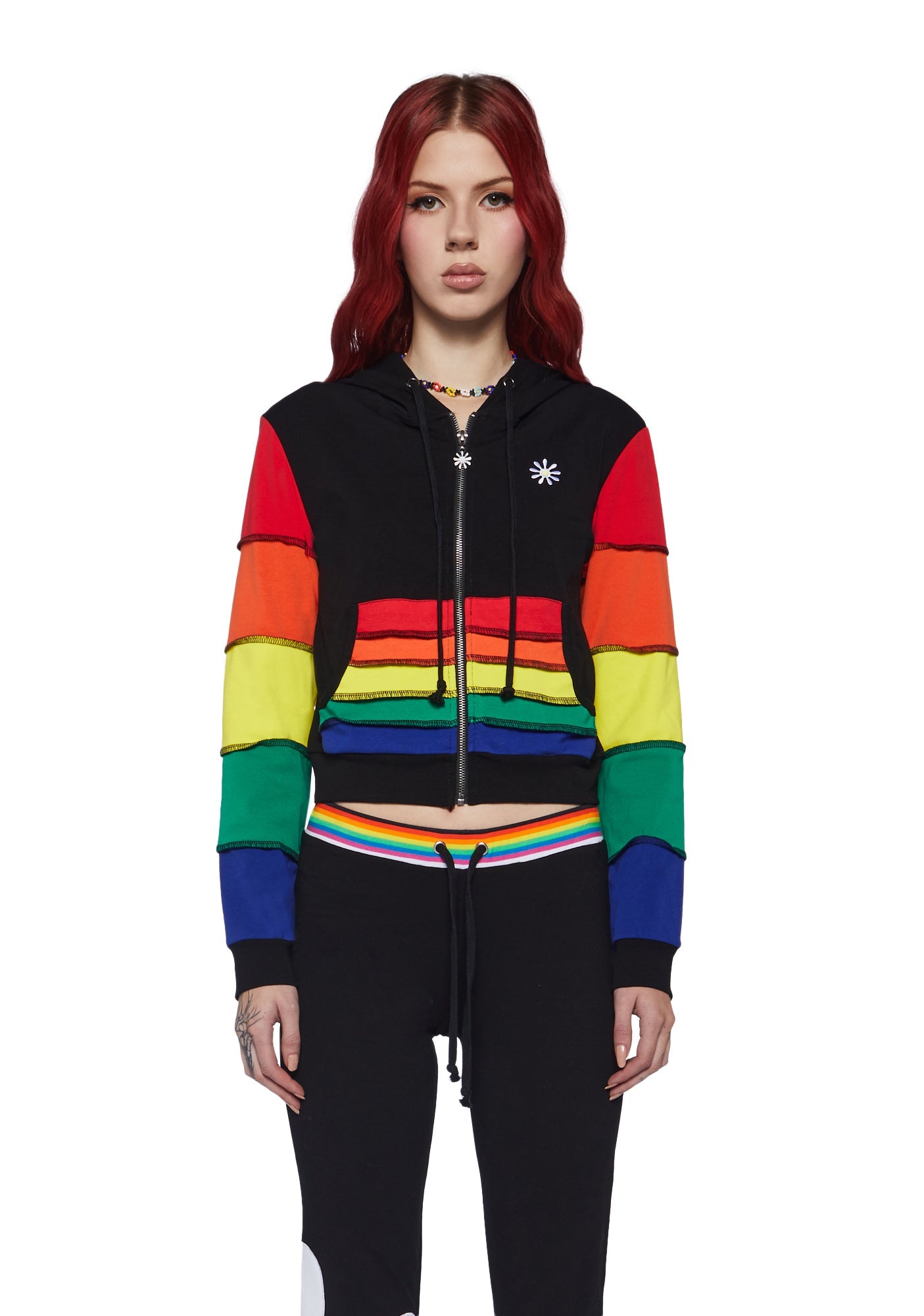 90s Mode Zip-Up Thermal Hoodie