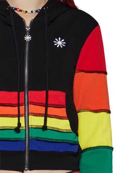 90s Mode Zip-Up Thermal Hoodie