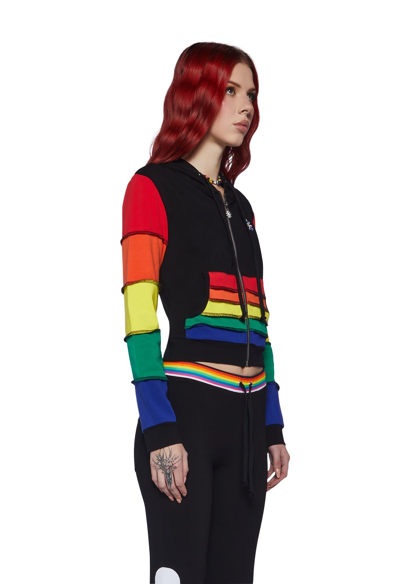 90s Mode Zip-Up Thermal Hoodie