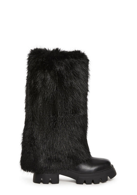 Ahsoka Foldover Flat Boots - Black