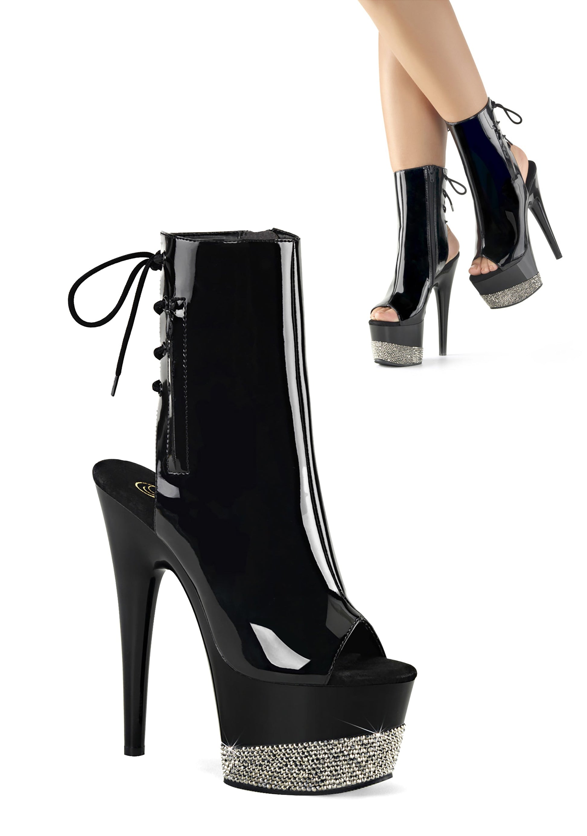 Adore-1018 Platform Ankle Boots-Black