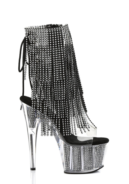 Adore-1017SRS Platform Ankle Boots-Clear