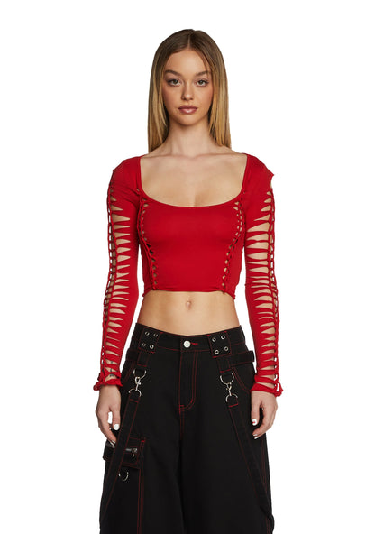 Alternative Spells Long Sleeve Top - Red