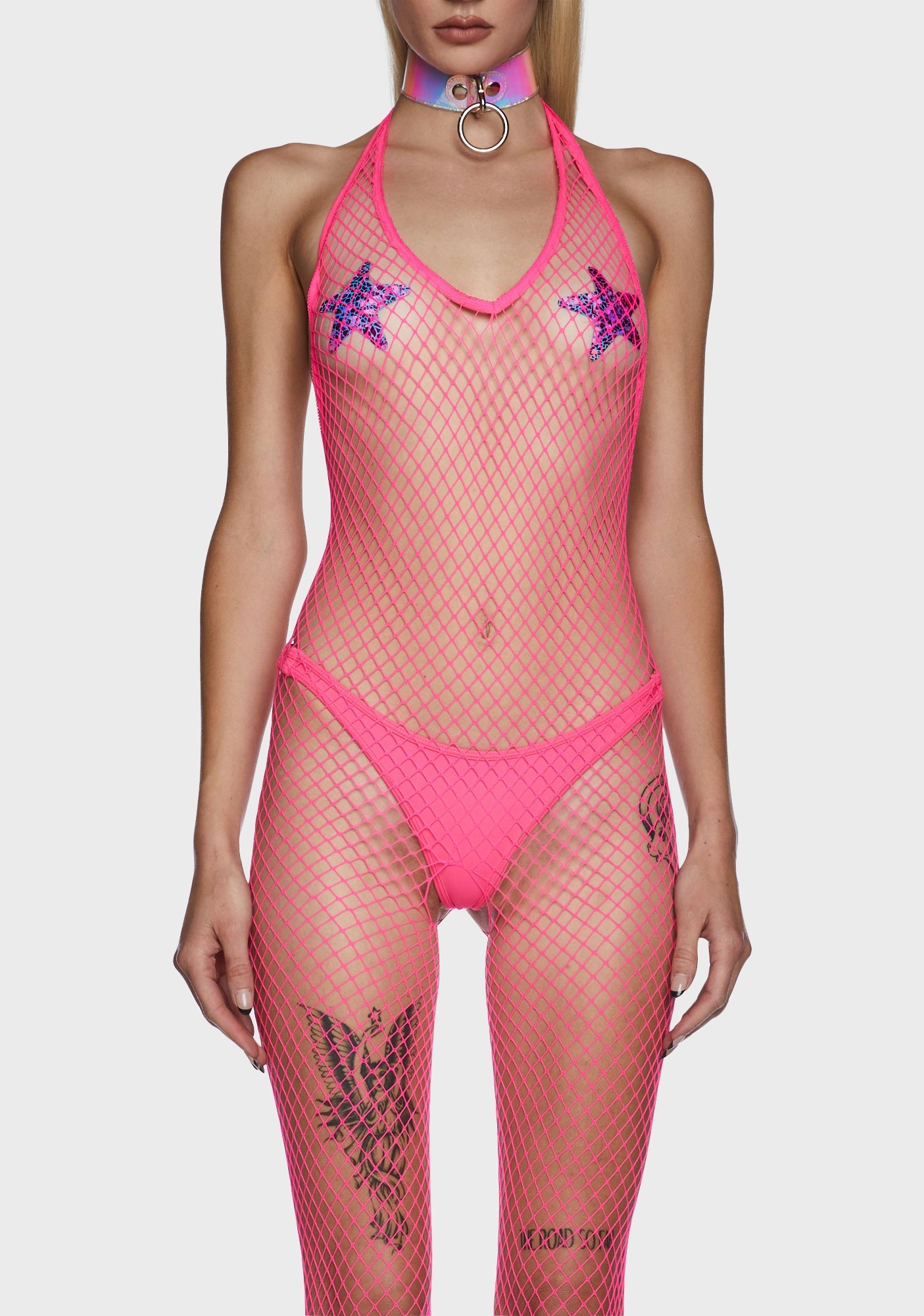 All For Tonight Fishnet Bodystocking - Pink