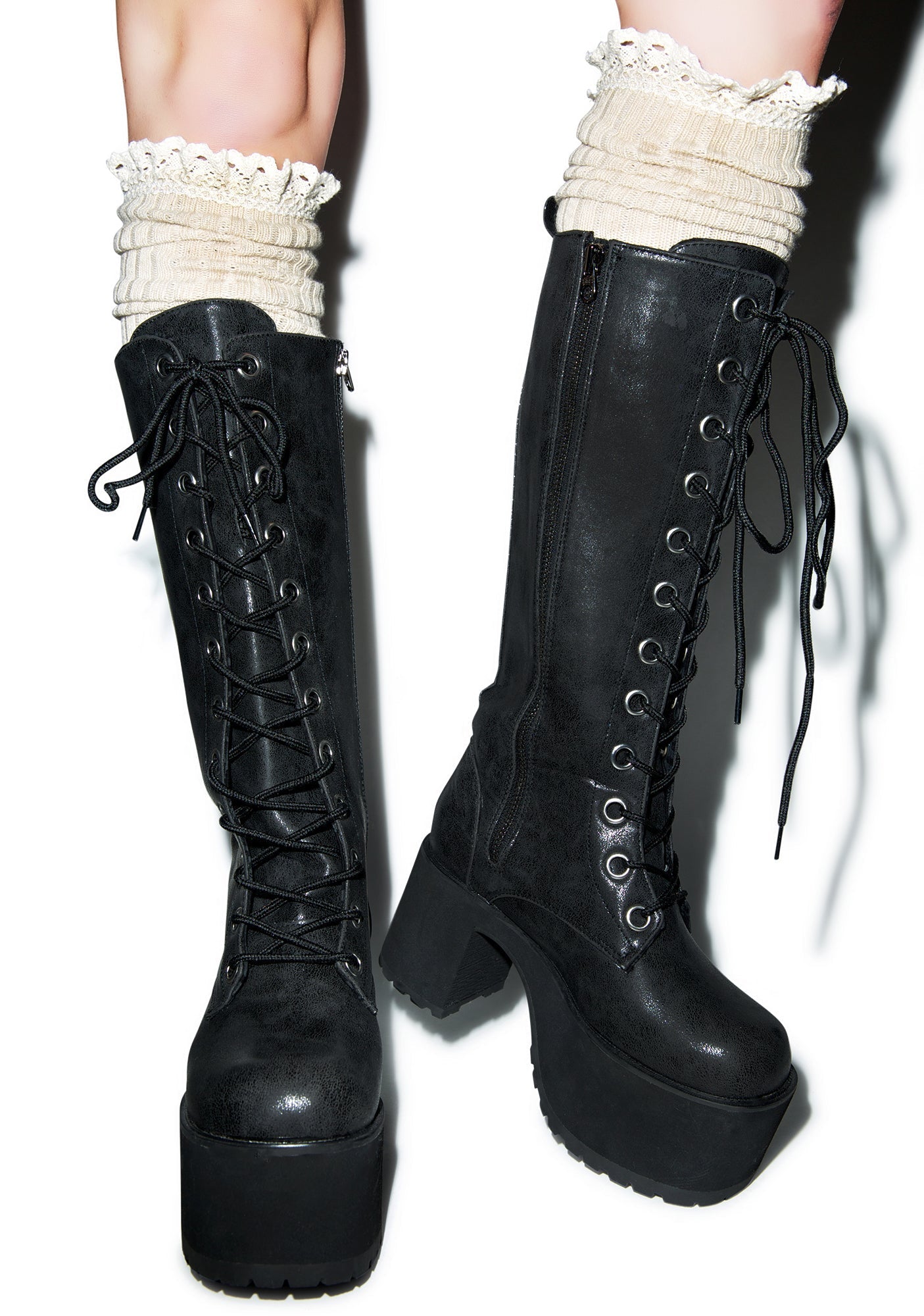 All About That Lace Knee High Socks - Black