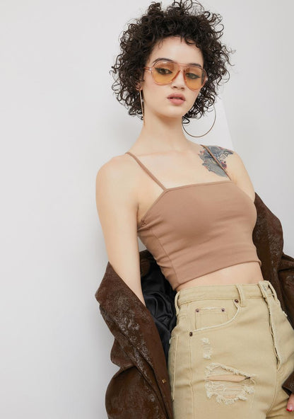 Almond Next To You Cropped Tank Top