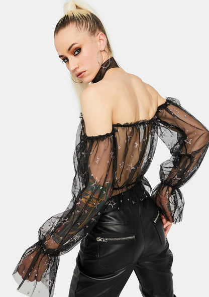 About Last Night Off The Shoulder Crop Top